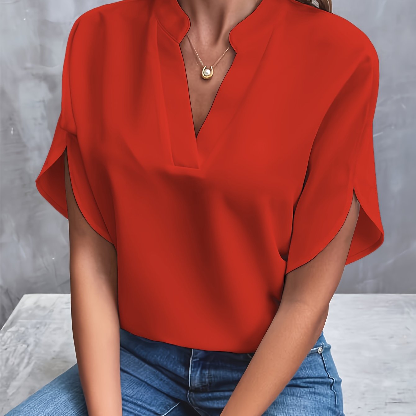 Melanie - Classic V-Neck Blouse
