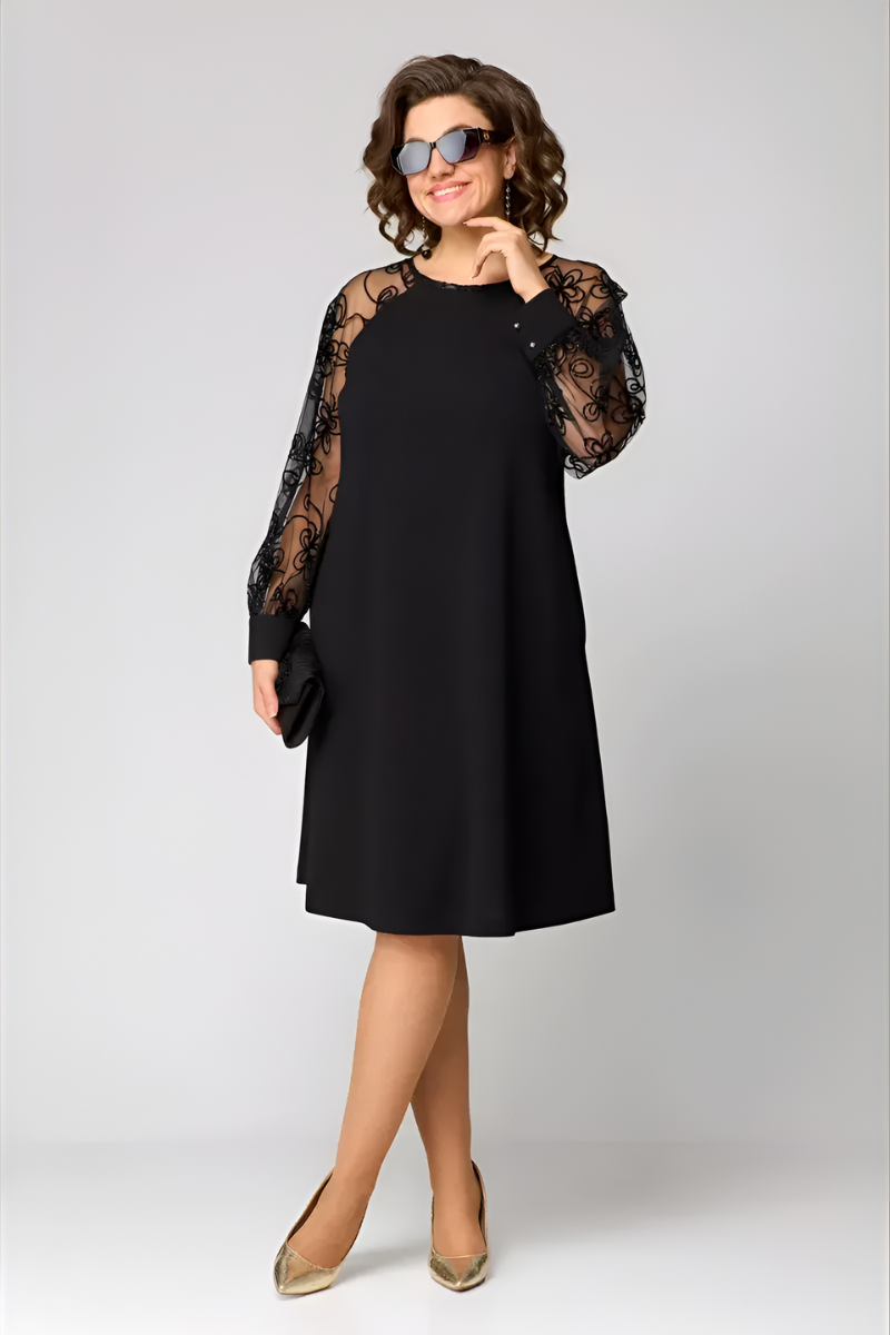 Celeste | Black Dress with Lace Detail