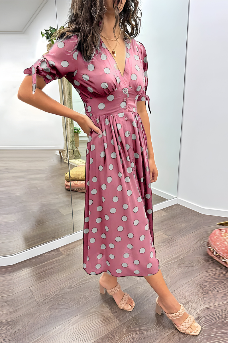 Georgiana | Polka Dot Midi Dress