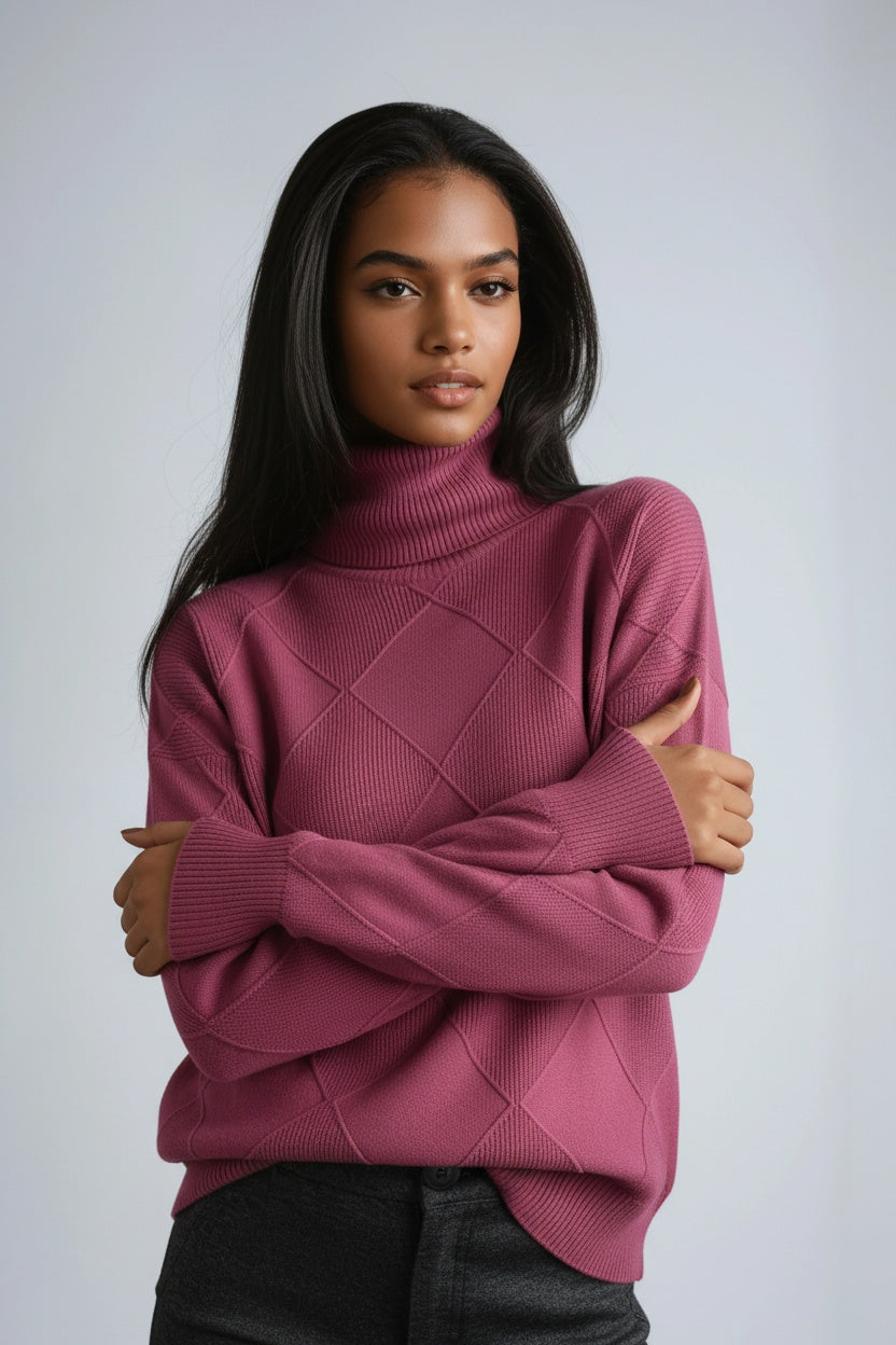 Sky | Turtleneck Sweater with Diamond Pattern